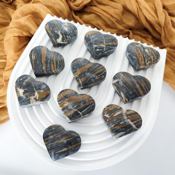 Brazilian Blue Zebra Jasper Heart Crystal Carving - Picture 4 of 10